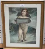Antonio Gargiullo, Study of a Cherub holding a plaque, watercolour