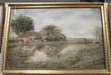 A.W. Green, House beside a River, 1976, oil on board