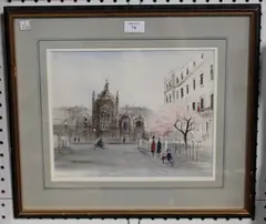 Violet H. Drummond, View of a London Street, watercolour with gouache