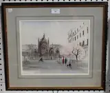 Violet H. Drummond, View of a London Street, watercolour with gouache