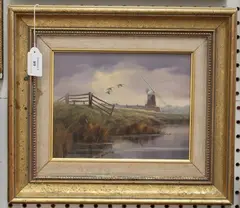 Christopher Osborne, Norfolk Evening, oil on board