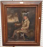 G. Cole, Full Length Portrait of a Gentleman seated beside a Dog, oil on canvas