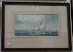 C. H. Lewis, Racing Yachts off a Coast, watercolour