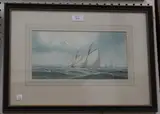 C. H. Lewis, Racing Yachts off a Coast, watercolour