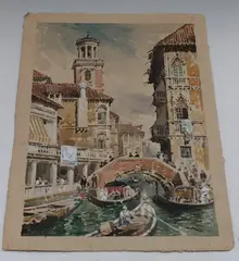 Arthur Cecil Fare, Canal Scene, Venice, watercolour
