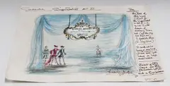 Berkeley Sutcliffe, Two Costume Designs of Three Characters, watercolour