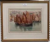 Frances E. Nesbitt, St Ives' (Fishing Boats in the Harbour), 1897, watercolour