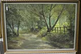 Michael R. Humphries, View along a Country Lane in Sussex, oil on board