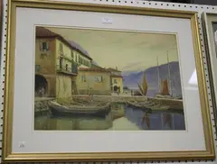 Edward Herbert Burt-Smith, Italian Lake Scene, watercolour