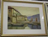 Edward Herbert Burt-Smith, Italian Lake Scene, watercolour