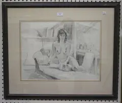 Tom Greenshields, Rose' (Female Nude Study), pencil