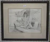 Tom Greenshields, Rose' (Female Nude Study), pencil