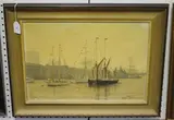 Roger Fisher, Tall Ships in the Upper Pool, oil on board