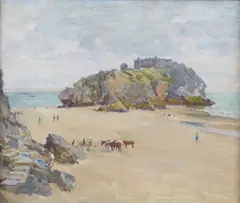 Maud Neale, Coastal View, oil on board