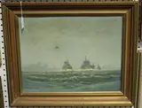 Rex Phillips, Frigates topping up, oil on board