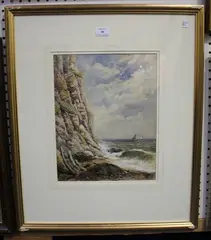 Coastal View by Charles Rowbotham, 1895, watercolour with gouache, sold Apr 2018