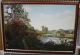 Willem S. de Beer, River Landscape with Figures and Dog, oil on canvas