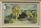 Horace W. Tuck, Landscape with Trees and Figure on Horseback, oil on canvas laid on board