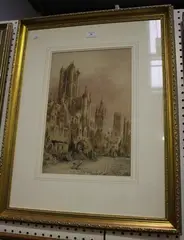 Street Scene in Belgium by William Gawin Herdman, watercolour, sold Apr 2018