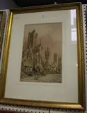 William Gawin Herdman, Street Scene in Belgium, watercolour