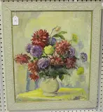 Jane Whittaker, Still Life of Flowers in a Vase, oil on board