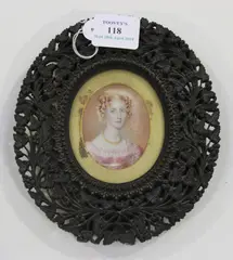 H. Millett, Lady Creagh' (Miniature Portrait), 1823, watercolour on ivory