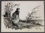 Frederick John Bartram Hiles, A Breezy Day, pen and ink