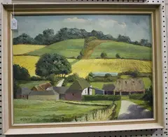 Sybil Evans, A Sussex Farm, 1980, oil on canvas