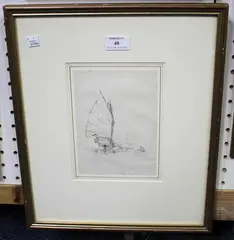 Thomas Boswell Watson, Study of a Chinese Junk, pencil