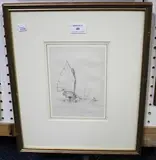 Thomas Boswell Watson, Study of a Chinese Junk, pencil
