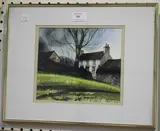 John Cleal, Sally's Farm, watercolour with ink