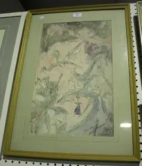 Raymond Coxon, Fantasy Scene, pastel over watercolour