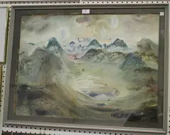 Raymond Coxon, Mountainous Landscape, watercolour