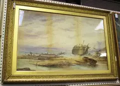 Edwin St. John, Shipwreck on a Beach, watercolour