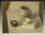 Violet Barclay, Still Life with Jug and Bowl of Walnuts, oil on board