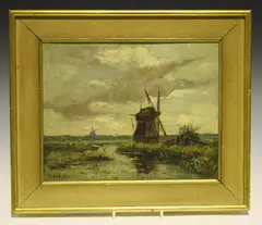 A. Van Der Heyden, Landscape with Windmills, oil on canvas