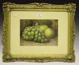 James T. Clapham, Still Life of Grapes and Apples, watercolour