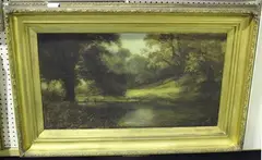 A. South, Landscape with a Deer at the Water's Edge, oil on canvas