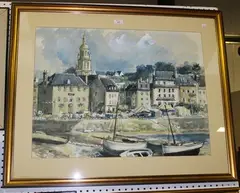 Charles Bone, Market Day Binic, watercolour