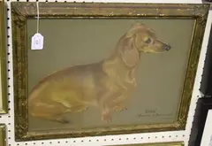 Phyllis Binet, Gerda ...' (Study of the Dachshund), pastel
