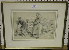 Reginald M. Goodman, Shooting Cartoon, 1910, pen and ink over pencil