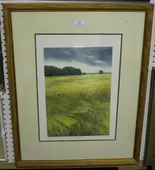 Helen Hanson, Summer Fields, colour etching