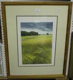 Helen Hanson, Summer Fields, colour etching