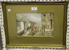 Douglas Pinder, Fisherman's Houses, watercolour