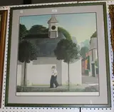 Reg Cartwright, Figure in a Street Scene, colour print