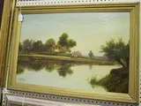R. Fenson, Canal Scene, oil on canvas