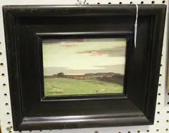 Robert J. Walker, Landscape at Twilight, oil on canvas-board