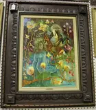 Tibor David, Nymph and Rearing Horse in an Enchanted Wood, mixed media