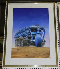 Angus McKie, The Siting of the Novamobile' (Science Fiction Scene), gouache