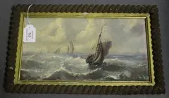 C. Lucop, Sailing Vessel in Choppy Waters, oil on board